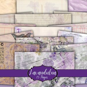 Lavandula Junk Journal Kit - Digital Paper Prints - Scrapbook - Vintage Books - Ephemera - Antique Paper - Journal Pages - Spring