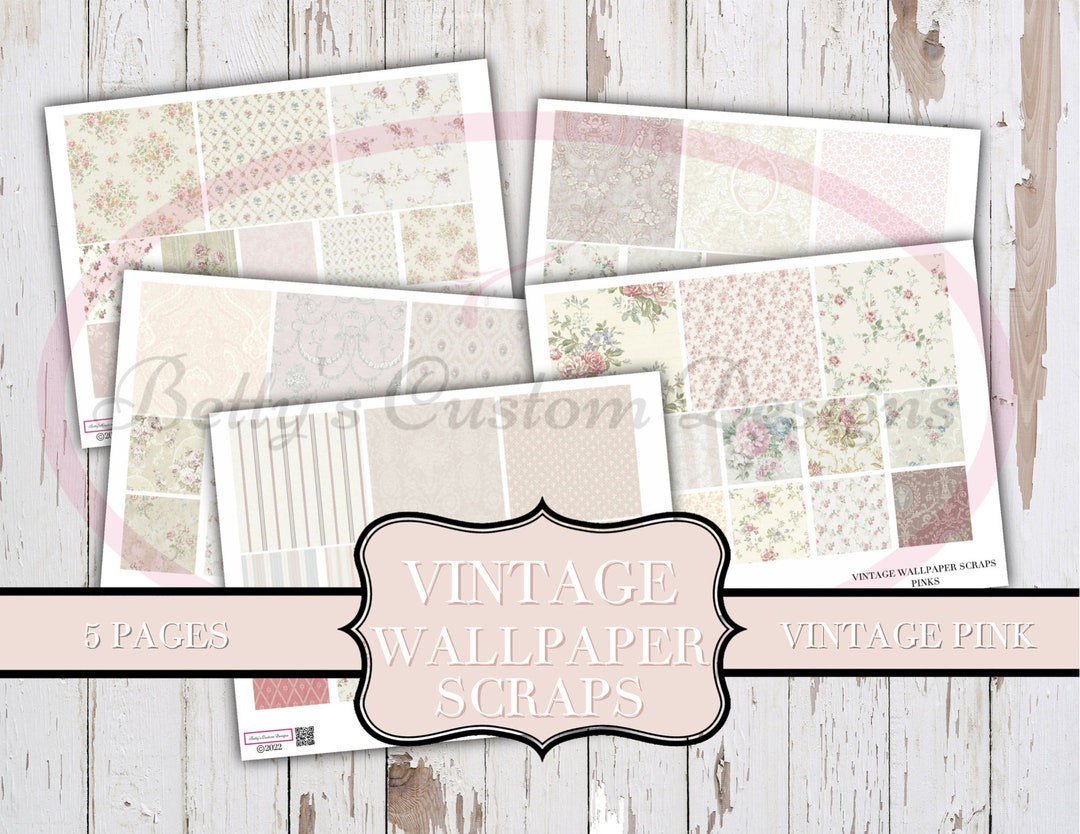 Vintage Wallpaper Scraps Vintage Pink Printable Junk Journaling