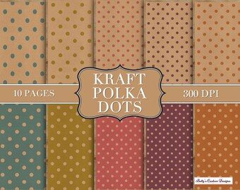 Kraft Polka Dots Junk Journal Kit - Digital Paper Prints - Scrapbook - Vintage Books - Ephemera - Antique Paper - Journal Pages