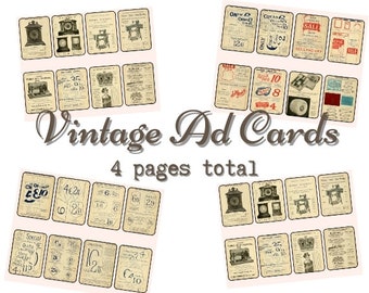 Digital Vintage Color and Black and White Ad Cards from Vintage Catalog -  Printable Ephemera Collage Sheets