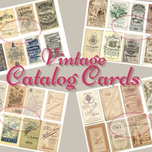 Cartão digital de catálogo vintage - Botânico - Coisas efêmeras - Junk Journal - Download digital - Cartão postal - ATC - Cartões botânicos
