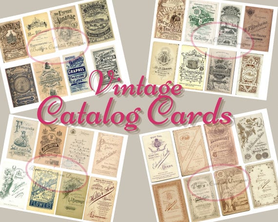 Digital Vintage Catalog Card - Botanical - Ephemera - Junk Journal - Digital download - Postcard - ATC - Botanical Cards