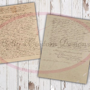 Printable Vintage Script Letters - Paper Textures - Digital Paper ...