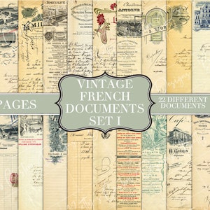 Descarga digital de documentos franceses vintage - Ephemera de diario basura - Embellecimiento - Formulario vintage en blanco - Imprimible - Planificador de álbumes de recortes