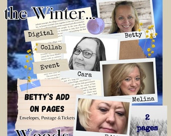 Cabin in the Winter Woods - Betty's Add-On Pages - 2 Pages Envelopes and Tickets