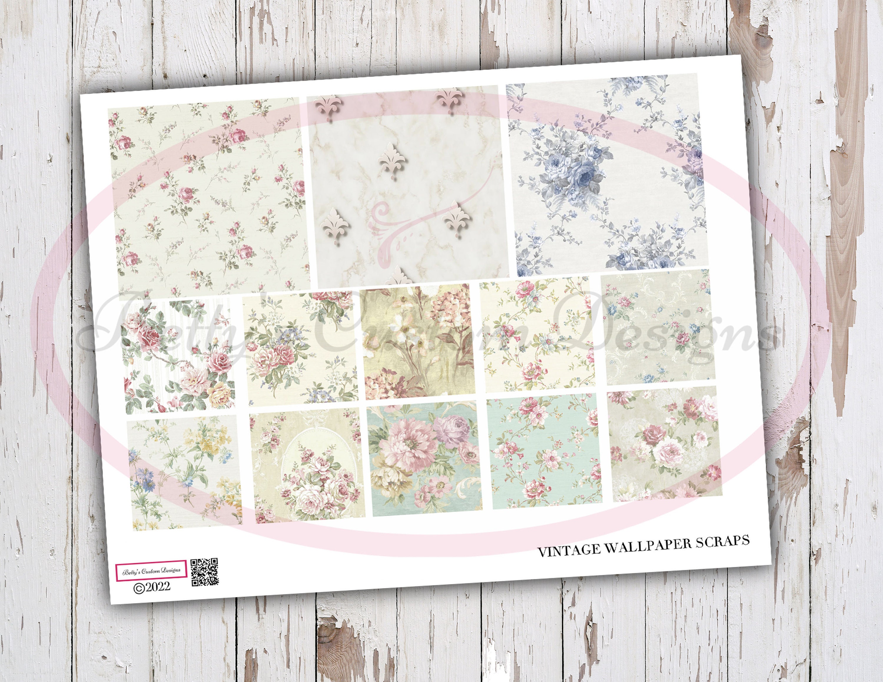 Vintage Wallpaper Scraps Printable Junk Journaling Etsy