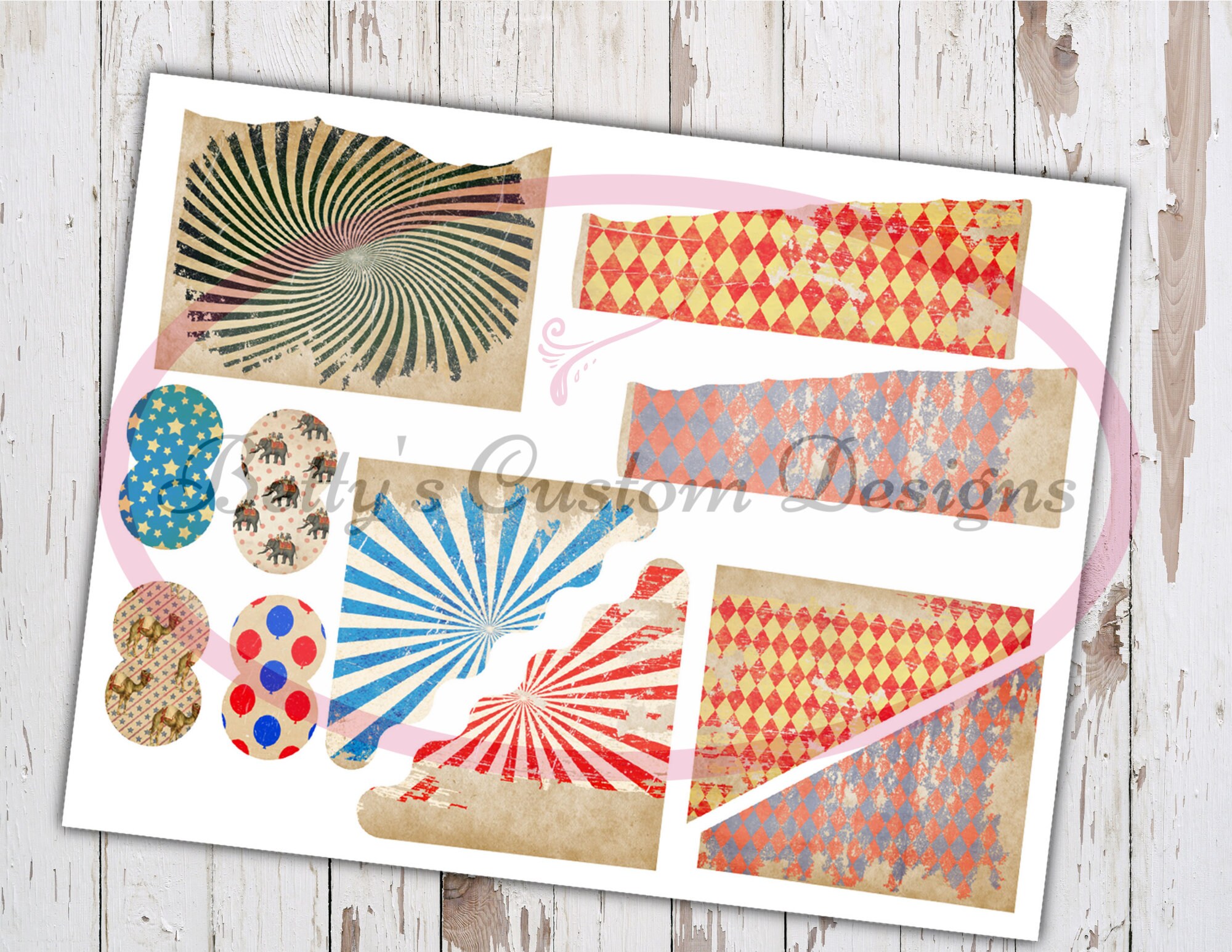 Vintage Circus Ephemera Kit - Printable Tags - Junk Journaling Digitals ...