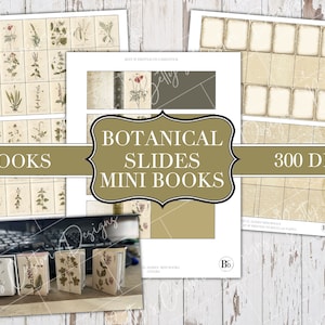 Botanical Slides Mini Books - Mini Journal - Mini Book - Digital - Printable - Vintage - Ephemera - Scrapbook - Planner - Miniature -