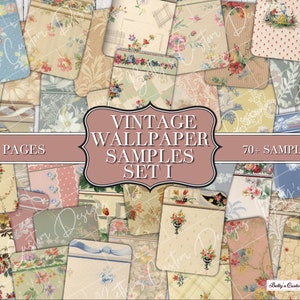 Vintage Wallpaper Samples - Journal Karten - Ephemera - Junk Journal - Digital download - Postkarte - ATC - Botanische Karten
