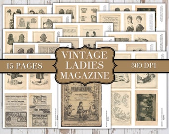 Vintage Ladies Magazine - 1883 - Botanical - Ephemera - Junk Journal - Digital download - Postcard - ATC - Botanical Cards