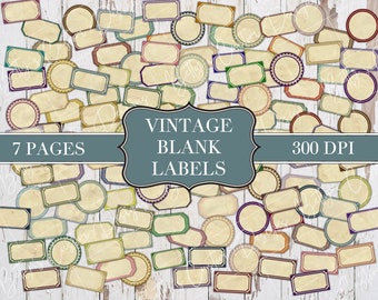Vintage Blank Labels - Random Labels - Junk Journal Ephemera - Embellishment - Digital - Printable - Vintage Label