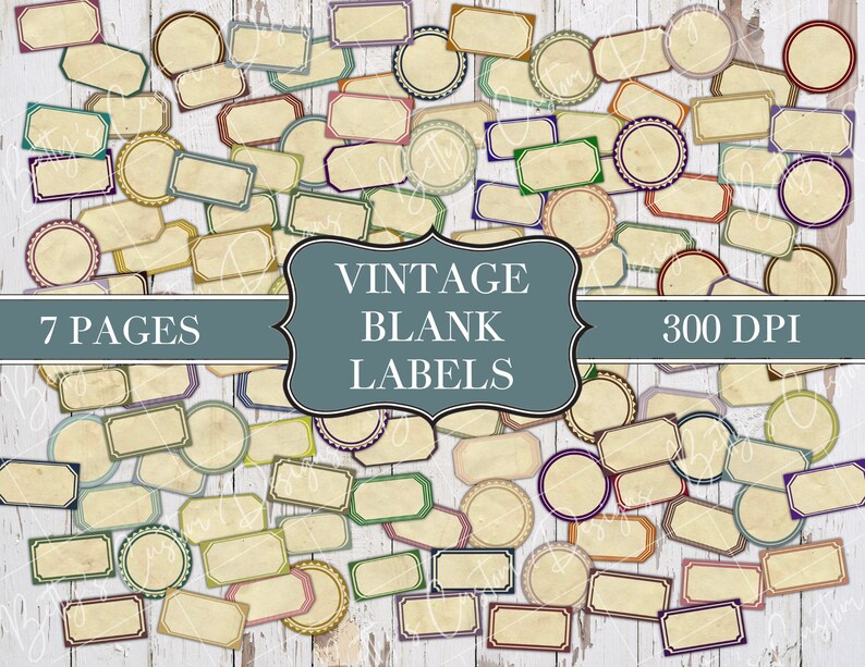 Random Label Texture Vintage Blank Labels - Random Labels - Junk Journal Ephemera ...