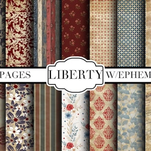 Kit Diário Liberty - ENORME - Digital - Imprimível - Cartões de Diário - Digital - Vintage - Pássaros - Colagem - Enfeite