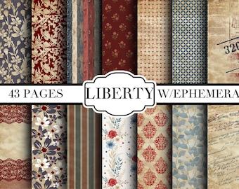 Kit Liberty Journal - ENORME - Digitale - Stampabile - Schede diario - Digitale - Vintage - Uccelli - Collage - Abbellimento