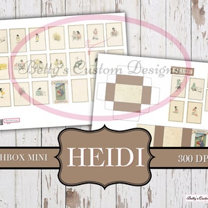 Heidi Vintage Book Matchbox Mini - Junk Journal - Ephemera - Embellishment - printable - digital - miniature - scrapbook - planner
