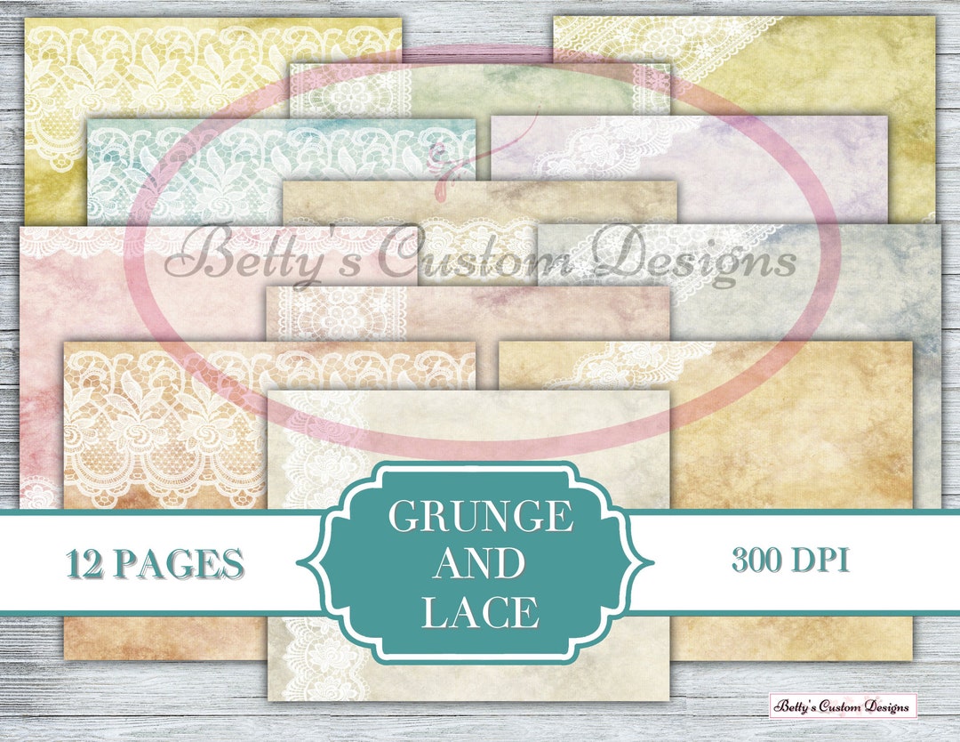 Grungy Lace Junk Journal Kit Digital Paper Prints Scrapbook Vintage ...