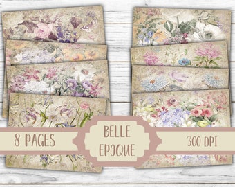 Belle Époque Junk Journal Kit - Digital Paper Prints - Scrapbook - Vintage Books - Ephemera - Antique Paper - Journal Pages - Spring