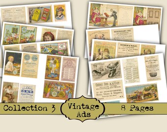 Vintage Advertising circa 1900s- Collection 3 - Botanical - Ephemera - Junk Journal - Digital download - Postcard - ATC - Botanical Cards