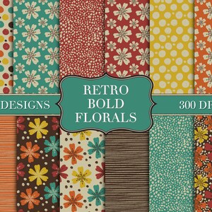 Retro Bold Florals Junk Journal Kit - Digital Paper Prints - Scrapbook - Vintage Books - Ephemera - Antique Paper - Journal Pages