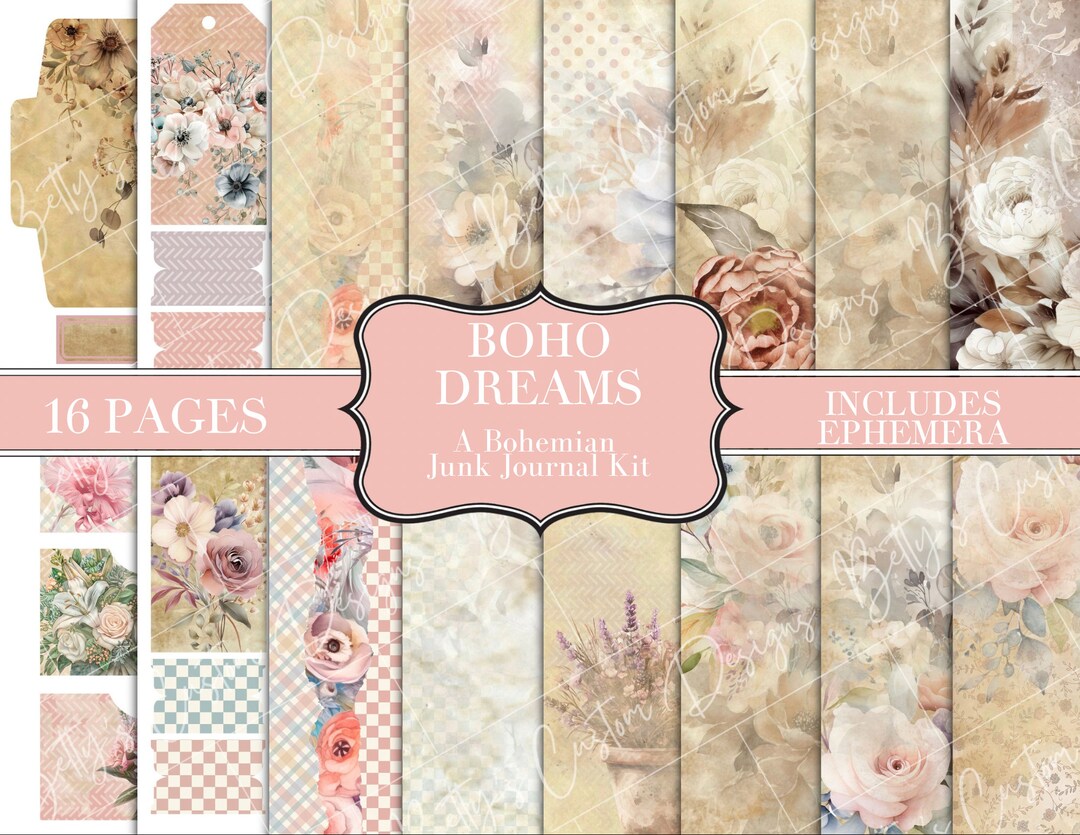 Boho Dreams - A Bohemian Junk Journal Kit| Digital Download | Printable ...