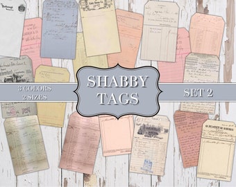 Shabby Tags Set 2 - Printable Tags - Junk Journaling Digitals - Junk Journaling Tags - Ephemera - Vintage Tag - Vintage Tags