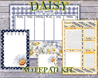 Collezione di blocchetti per appunti stampabili / Margherite / Stampabile / Articoli per fiere dell'artigianato / Personalizzabile / Personalizzabile / Festa della mamma