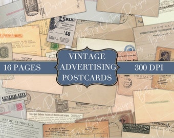 Vintage Advertising Post Cards I - Labels - Random Labels - Junk Journal Ephemera - Embellishment - Digital - Printable - Vintage Label