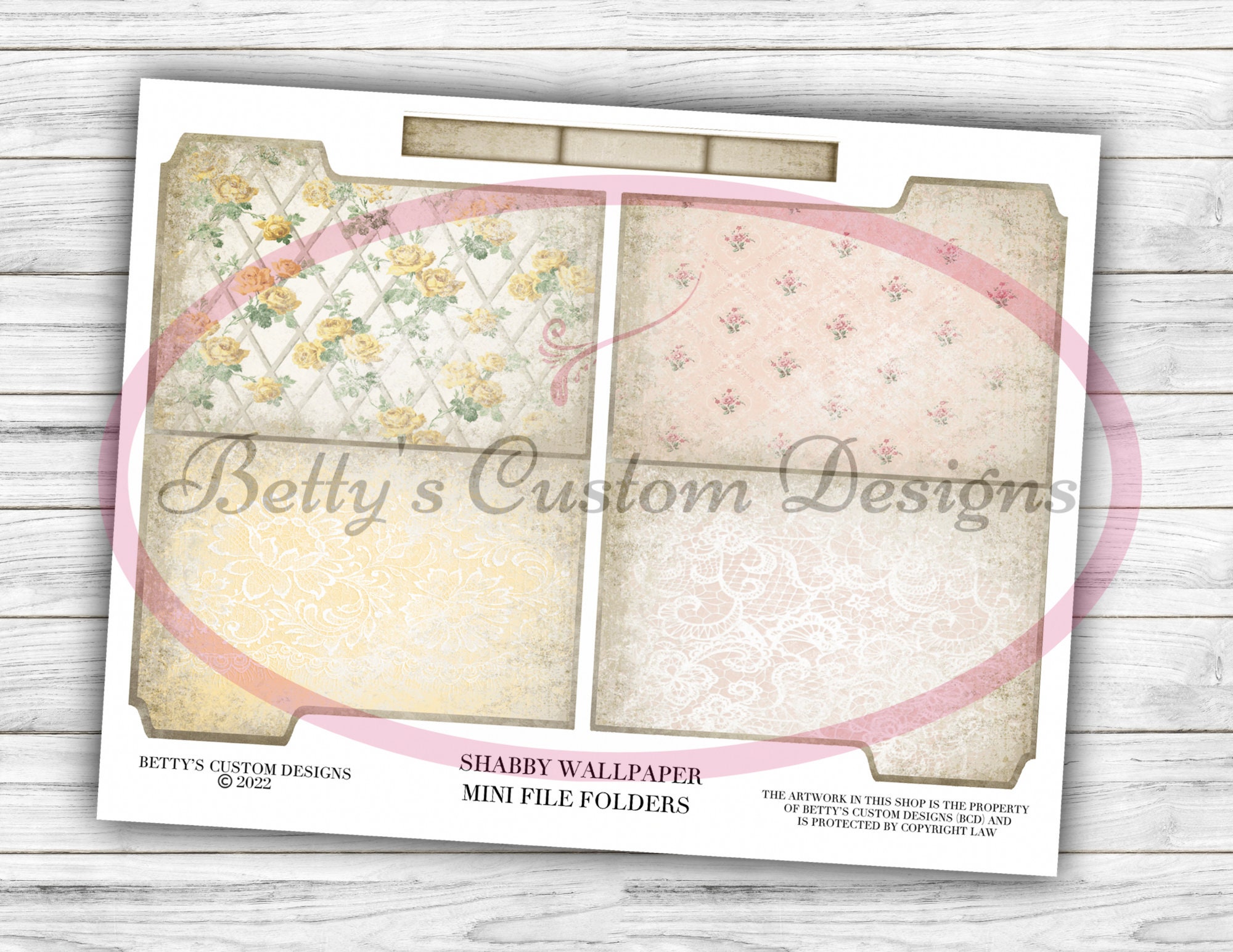 Shabby Wallpaper Mini File Folders Junk Journal Ephemera - Etsy