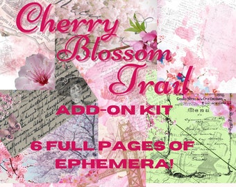 Cherry Blossom Trail Junk Journal ADD-ON Kit - Digital Paper Prints - Scrapbook - Vintage Books - Ephemera - Antique Paper - Journal Pages