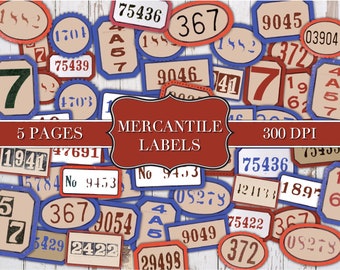 Mercantile Labels - Willekeurige Labels - Junk Journal Ephemera - Versiering - Digitaal - Afdrukbaar - Vintage Label