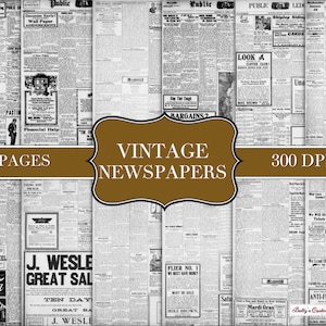 Vintage Newspapers - Backgrounds - Digital Paper Prints - Scrapbook - Vintage Books - Ephemera - Paper - Journal Pages