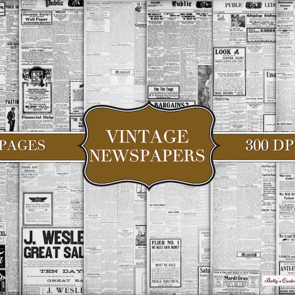 Vintage Newspapers Backgrounds Digital Paper Prints Scrapbook - Etsy
