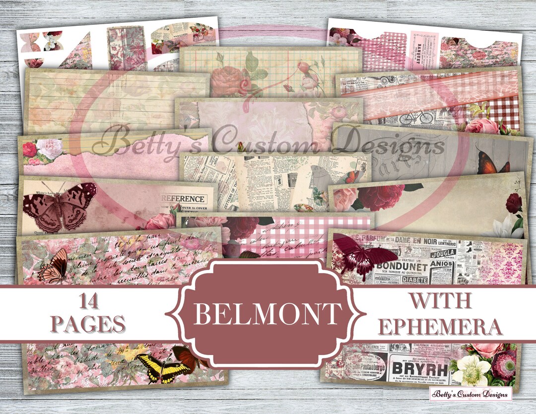 Belmont Junk Journal Kit Digital Paper Prints Scrapbook Vintage