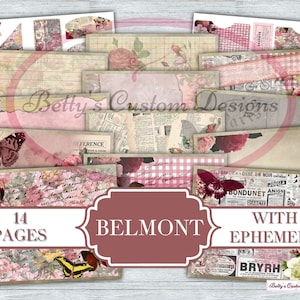 Belmont Junk Journal Kit - Digital Paper Prints - Scrapbook - Vintage Books - Ephemera - Antique Paper - Journal Pages - Spring