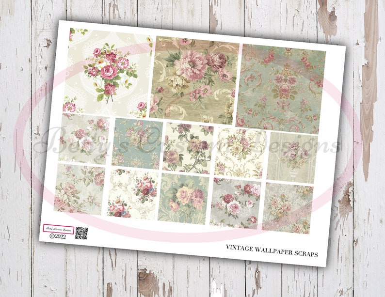 Vintage Wallpaper Scraps Printable Junk Journaling Etsy