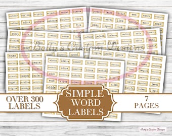 Simple Word Labels - Phrases - Typewriter Font - Printable - Ephemera - Junk Journal Label - Phrases - Journal Phrases - Journal Words