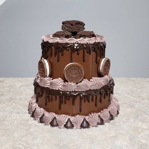 Fake Death By Chocolate Cake,Fake 2 Tier Cake,Fake Cake,Faux Cake,Display Cake,Prop Cake, Fake Cakes,Kitchen Staging Prop, Prop Food