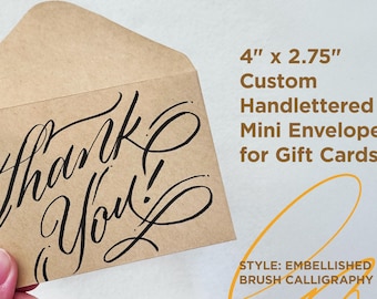 Mini Custom Gift Card Envelopes,Personalized Handwritten Gift/Business Cards holder, Event/Party favors,Thank you/Congratulations envelopes