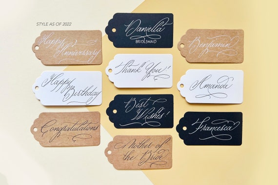 CUSTOM CALLIGRAPHY Kraft Gift Tags / Name Tags