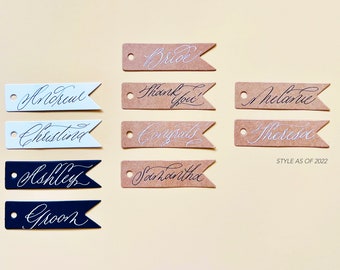 CUSTOM CALLIGRAPHY Cardstock Gift Tags/Reserved Seating Tags / Name Tags /  Personalized/Great for reserving wedding rows or custom gift tags