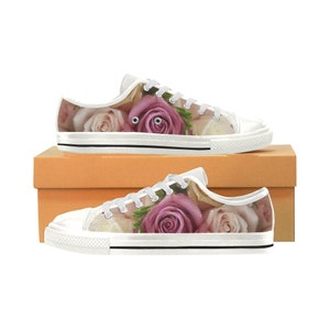 Comfortable Canvas Womens Low Rise Lace Up Shoes in Various Flower Designs