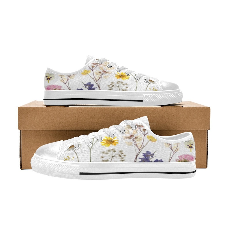 Wildflowers White Lace up Canvas Womens Low Rise Shoes & High Top Shoes ...