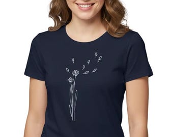 Floating Flowers T-Shirt: Slim Fit Cotton Tee, USA Made