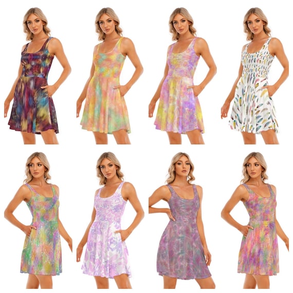 tank top skater dress MISS POPULAR Girls 3 Pack Tank Skater Dress Soft Cotton Cute Designs Spring Summer | Sizes 4-16