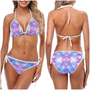 Women&#39;s Triangle Style Adjustable String Bikinis Swimwear for Summer in 3 arty designs