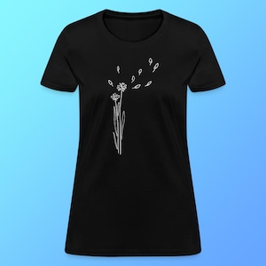 Floating Flowers Womens Cotton Tshirts in a variety of colours and sizes Made in the USA with Worldwide Shipping