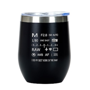 Stainless Steel Vaccum Lid Wine Tumbler for Photographers in 7 Colours