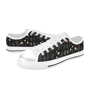 Wildblumen schwarz schnüren Canvas Womens Low Rise Schuhe & High Top Schuhe