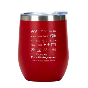 Stainless Steel Vaccum Lid Wine Tumbler for Photographers in 7 Colours