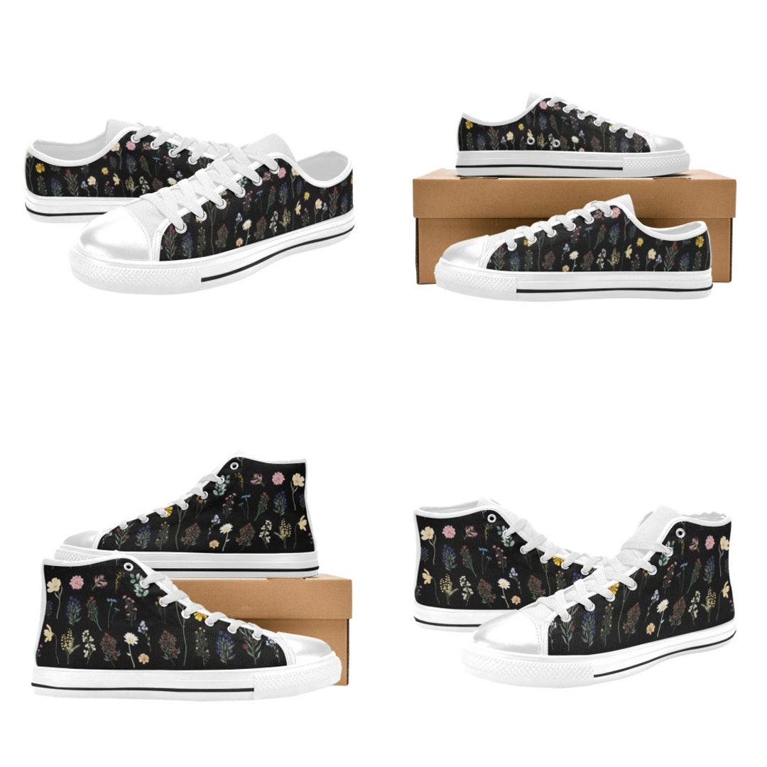 Wildflowers Black Lace up Canvas Womens Low Rise Shoes & High Top Shoes ...